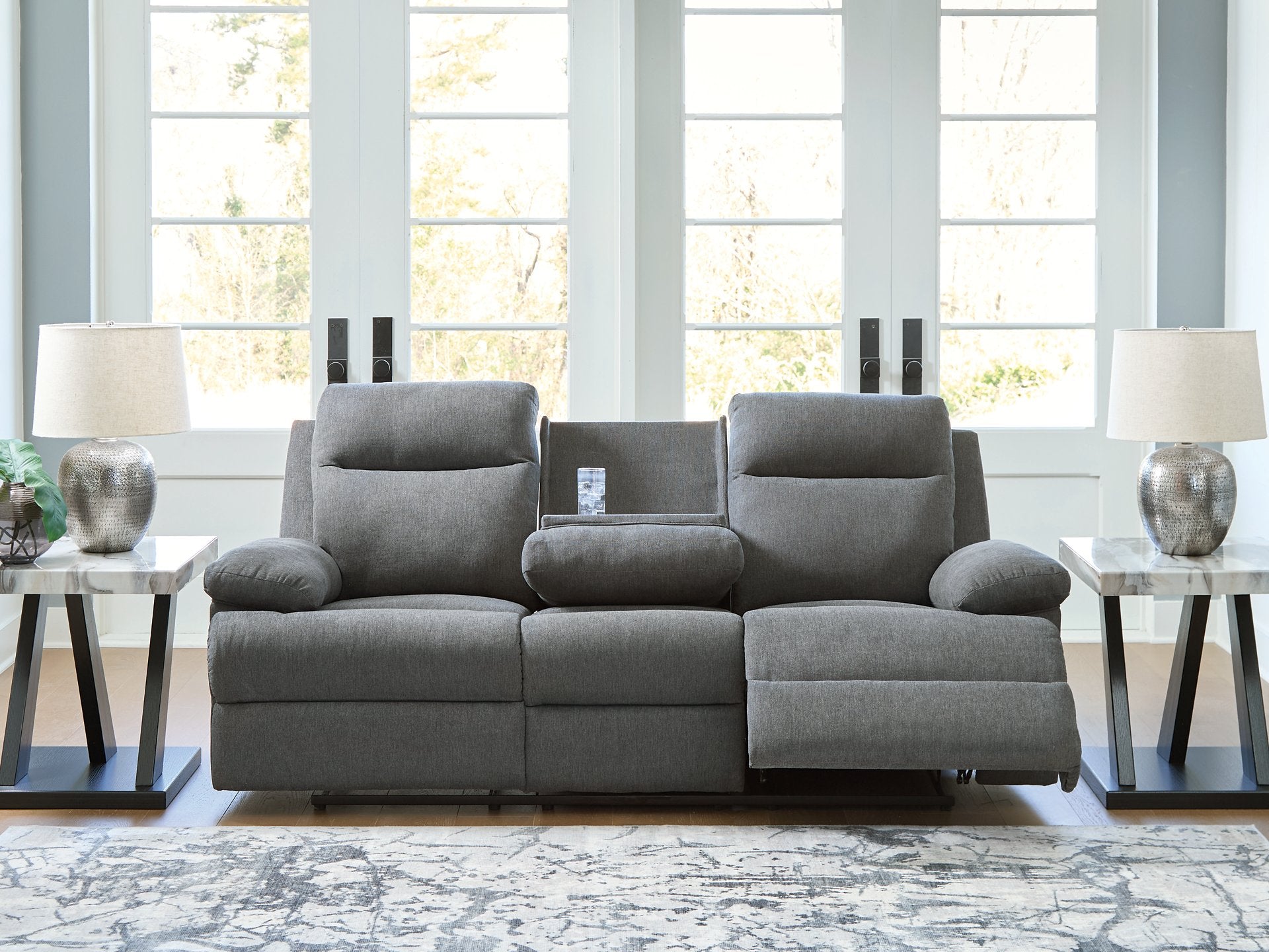 Side-Swipe Reclining Sofa with Drop Down Table - Furniture 4 Less Outlet (Salinas,CA)
