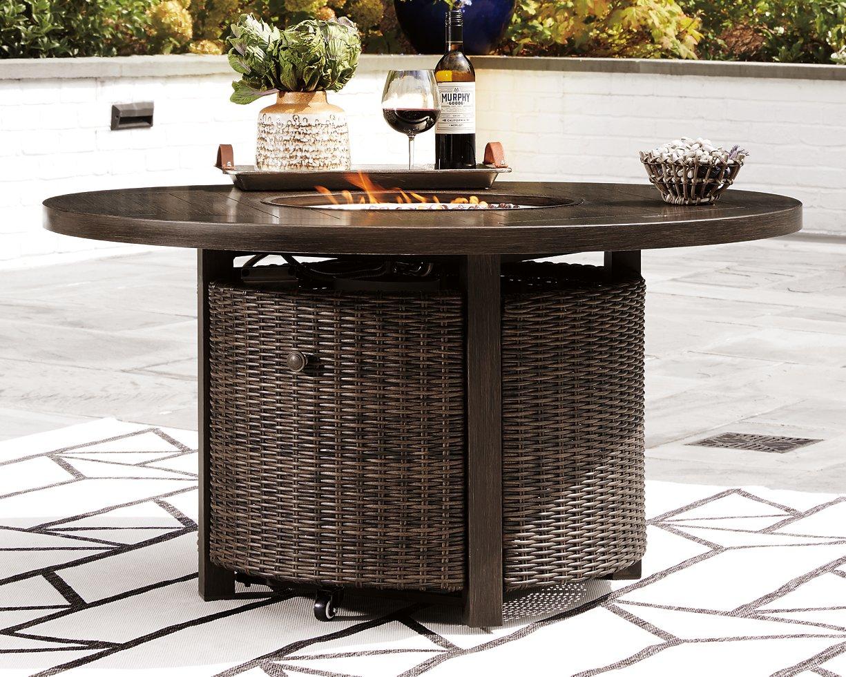 Paradise Trail Paradise Trail Fire Pit Table with 4 Nuvella Swivel Lounge Chairs - Furniture 4 Less Outlet (Salinas,CA)
