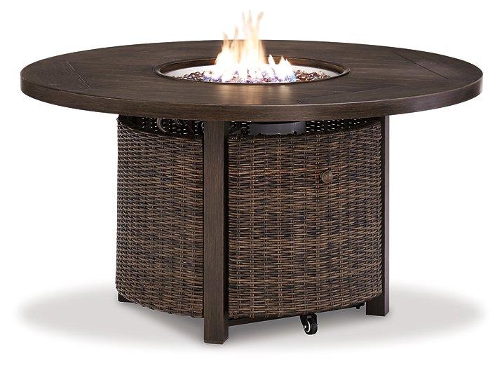 Paradise Trail Paradise Trail Fire Pit Table with 4 Nuvella Swivel Lounge Chairs - Furniture 4 Less Outlet (Salinas,CA)