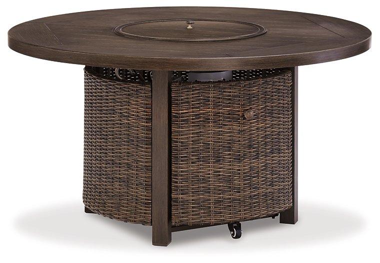 Paradise Trail Paradise Trail Fire Pit Table with 4 Nuvella Swivel Lounge Chairs - Furniture 4 Less Outlet (Salinas,CA)