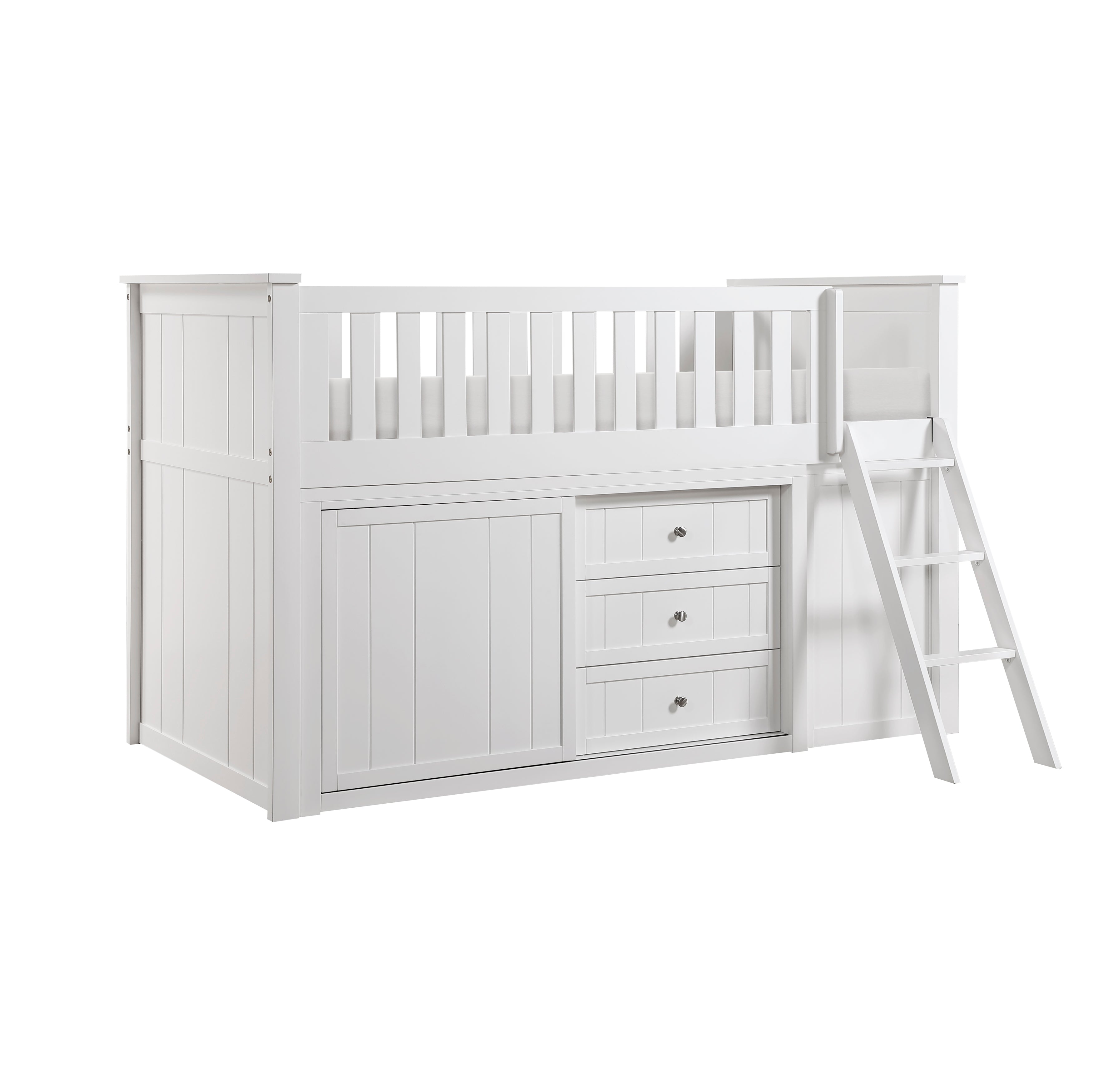 Galen-(5) Low Loft Bunk with Bookcase and Dresser image