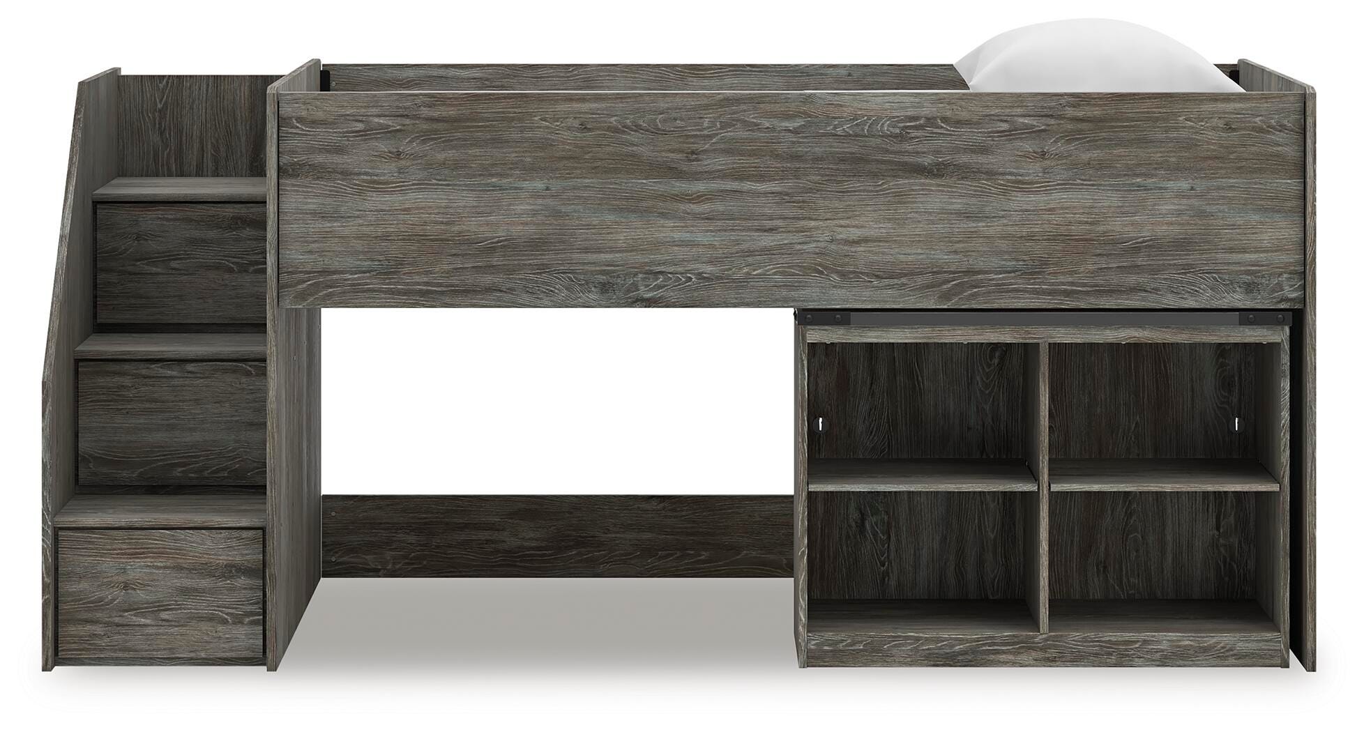Frandern Loft Bed with Bookcase Storage