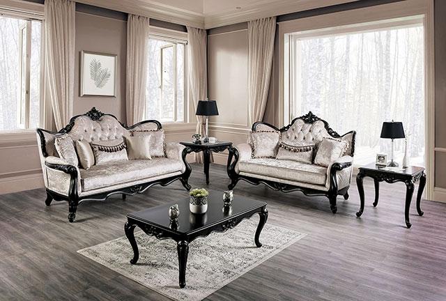 Acapulco White & Espresso Loveseat - Furniture 4 Less Outlet (Salinas,CA)