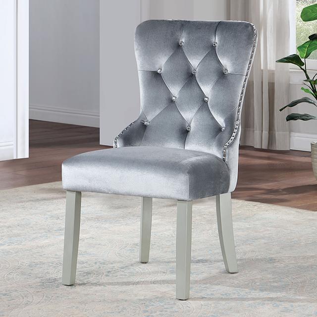 ADALIA Wingback Chair (2/CTN), Silver/Dark Gray - Furniture 4 Less Outlet (Salinas,CA)