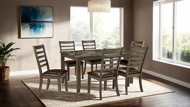 Adia 7 Pc Dinning Table Set Grey & Brown - Furniture 4 Less Outlet (Salinas,CA)