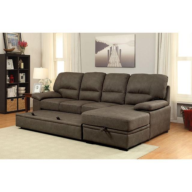 ALCESTER Brown & Gray Sectional w/ Sleeper, Ash - Furniture 4 Less Outlet (Salinas,CA)