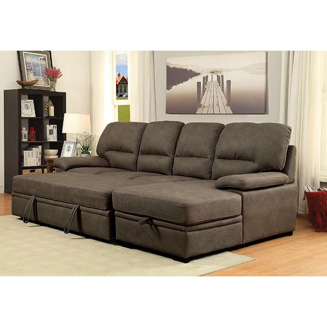 ALCESTER Brown & Gray Sectional w/ Sleeper, Ash - Furniture 4 Less Outlet (Salinas,CA)