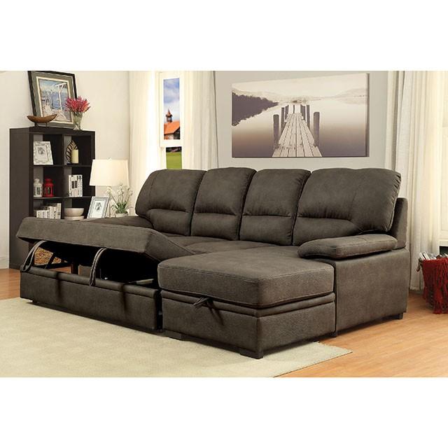 ALCESTER Brown & Gray Sectional w/ Sleeper, Ash - Furniture 4 Less Outlet (Salinas,CA)