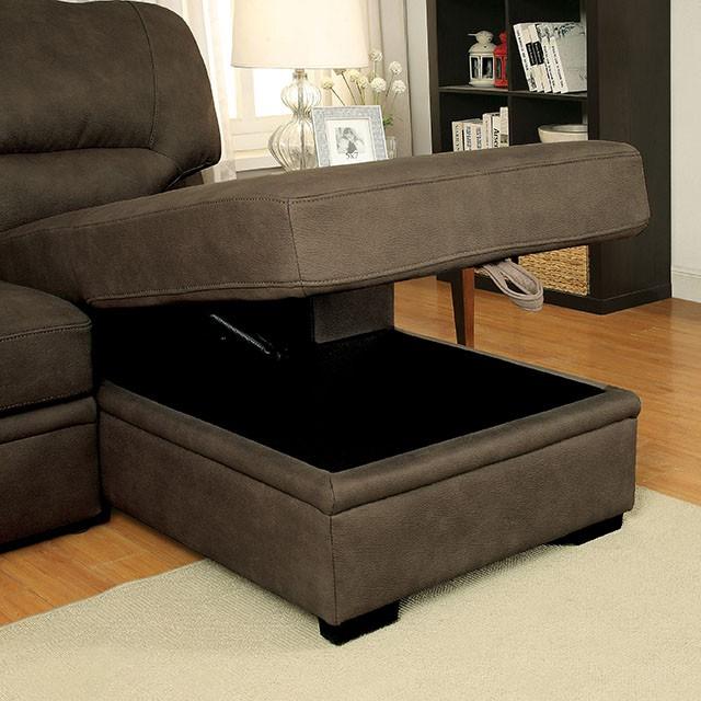 ALCESTER Brown & Gray Sectional w/ Sleeper, Ash - Furniture 4 Less Outlet (Salinas,CA)