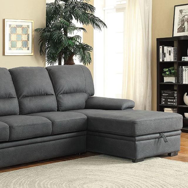 ALCESTER Brown & Gray Sectional w/ Sleeper, Ash - Furniture 4 Less Outlet (Salinas,CA)