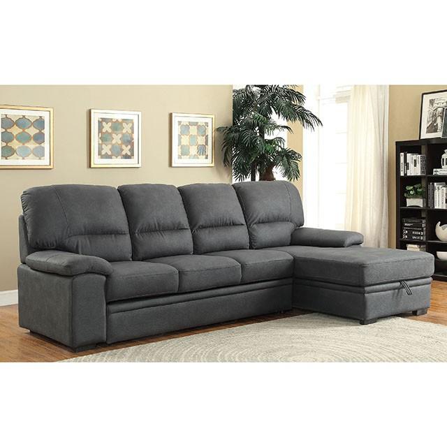ALCESTER Brown & Gray Sectional w/ Sleeper, Ash - Furniture 4 Less Outlet (Salinas,CA)