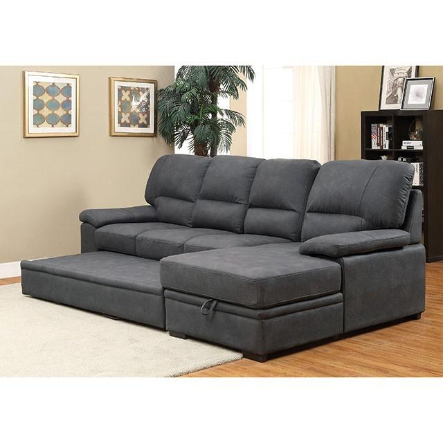 ALCESTER Brown & Gray Sectional w/ Sleeper, Ash - Furniture 4 Less Outlet (Salinas,CA)