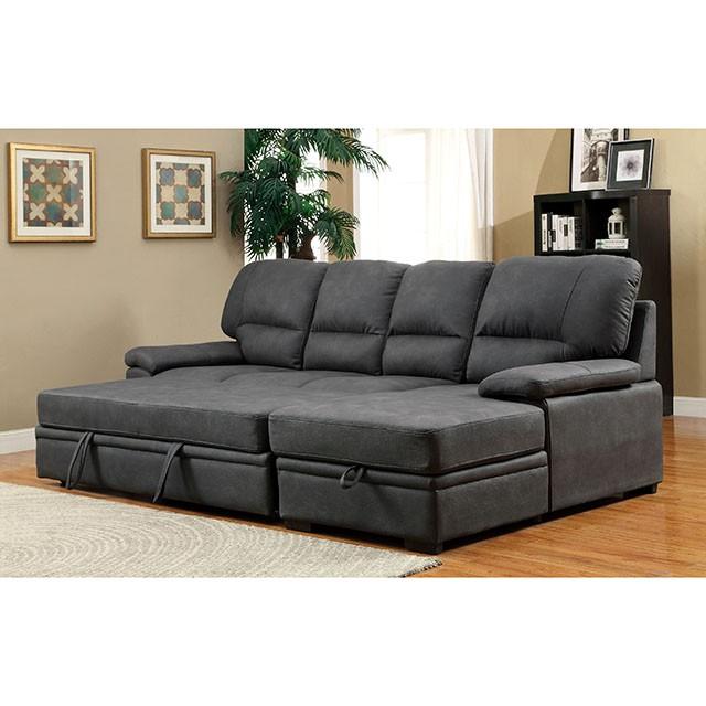 ALCESTER Brown & Gray Sectional w/ Sleeper, Ash - Furniture 4 Less Outlet (Salinas,CA)