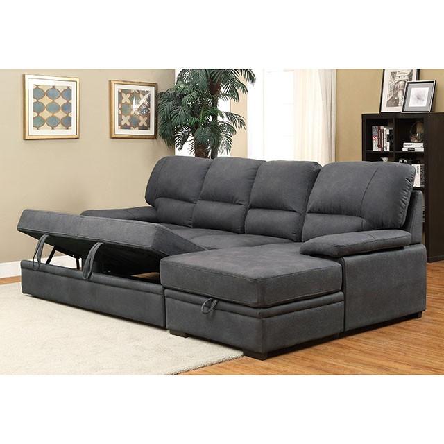 ALCESTER Brown & Gray Sectional w/ Sleeper, Ash - Furniture 4 Less Outlet (Salinas,CA)