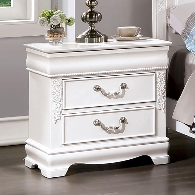 ALECIA Night Stand w/ USB, White - Furniture 4 Less Outlet (Salinas,CA)