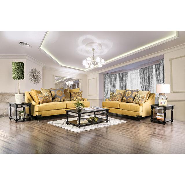 Viscontti Gold/Gray Love Seat, Gold - Furniture 4 Less Outlet (Salinas,CA)