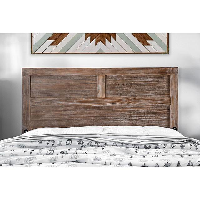 Wynton Weathered Light Oak Cal.King, E.King, & Queen Bed - Furniture 4 Less Outlet (Salinas,CA)
