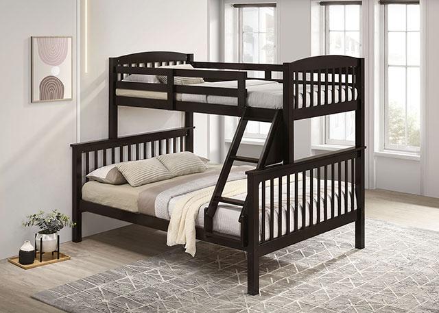 Brookings Twin/Full Bunk Bed White, Brown & Black - Furniture 4 Less Outlet (Salinas,CA)