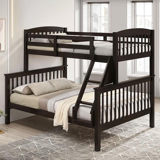 Brookings Twin/Full Bunk Bed White, Brown & Black - Furniture 4 Less Outlet (Salinas,CA)