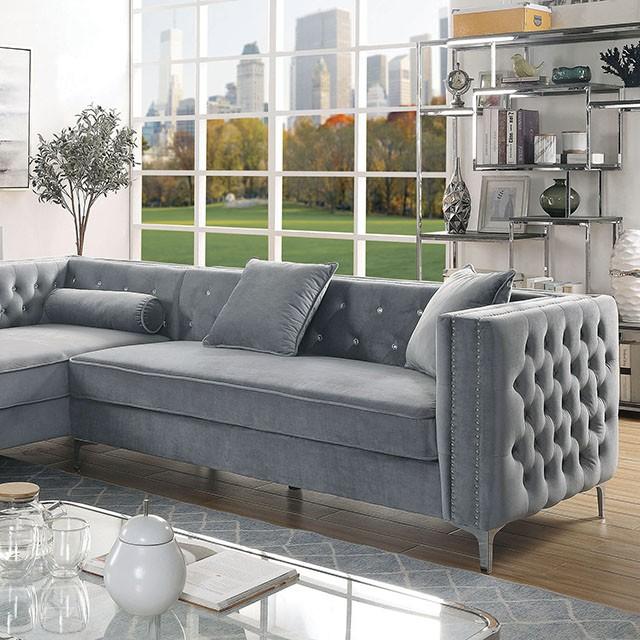 Amie Glam Gray & Black Sectional w/Storage - Furniture 4 Less Outlet (Salinas,CA)