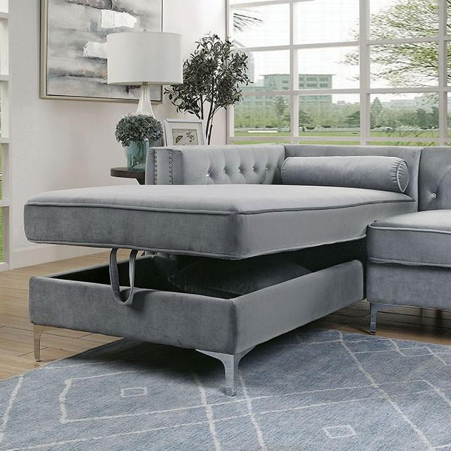 Amie Glam Gray & Black Sectional w/Storage - Furniture 4 Less Outlet (Salinas,CA)