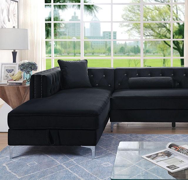 Amie Glam Gray & Black Sectional w/Storage - Furniture 4 Less Outlet (Salinas,CA)