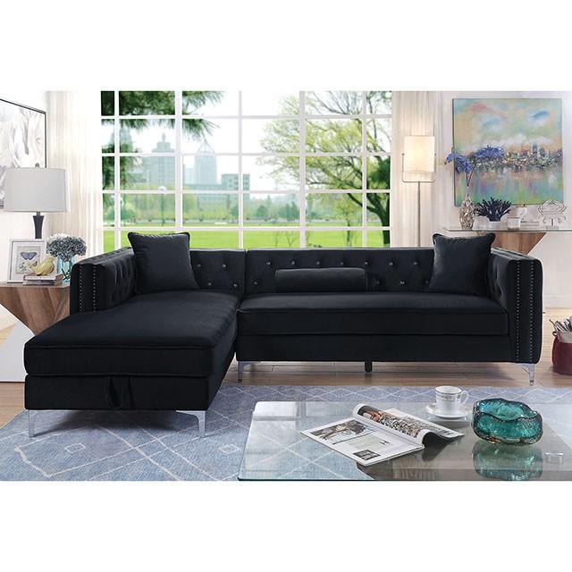 Amie Glam Gray & Black Sectional w/Storage - Furniture 4 Less Outlet (Salinas,CA)