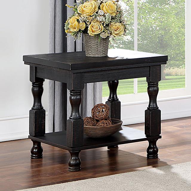 CALANDRA End Table, Antique Black - Furniture 4 Less Outlet (Salinas,CA)