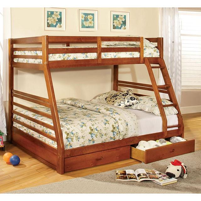 California II Cherry Twin/Full Bunk Bed w/ 2 Drawers Cherry, Walnut, Grey, &Oak - Furniture 4 Less Outlet (Salinas,CA)