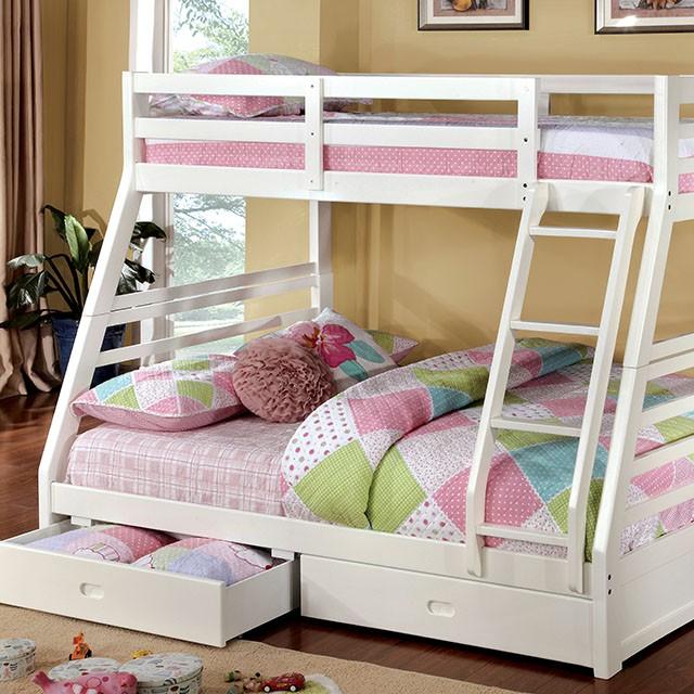 California II Cherry Twin/Full Bunk Bed w/ 2 Drawers Cherry, Walnut, Grey, &Oak - Furniture 4 Less Outlet (Salinas,CA)