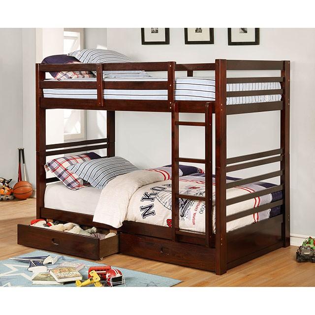 California Iv Black, Walnut, Gray, & White Twin/Twin Bunk Bed - Furniture 4 Less Outlet (Salinas,CA)
