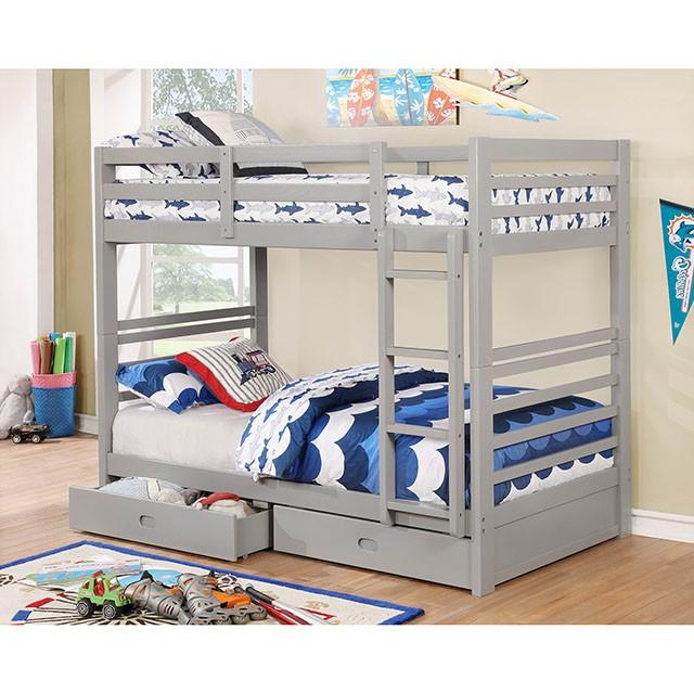 California Iv Black, Walnut, Gray, & White Twin/Twin Bunk Bed - Furniture 4 Less Outlet (Salinas,CA)