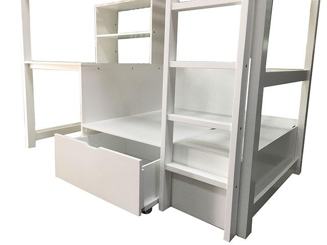 CALLISTUS Twin Workstation Loft Bed, White & Gray - Furniture 4 Less Outlet (Salinas,CA)
