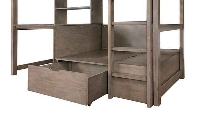 CALLISTUS Twin Workstation Loft Bed, White & Gray - Furniture 4 Less Outlet (Salinas,CA)