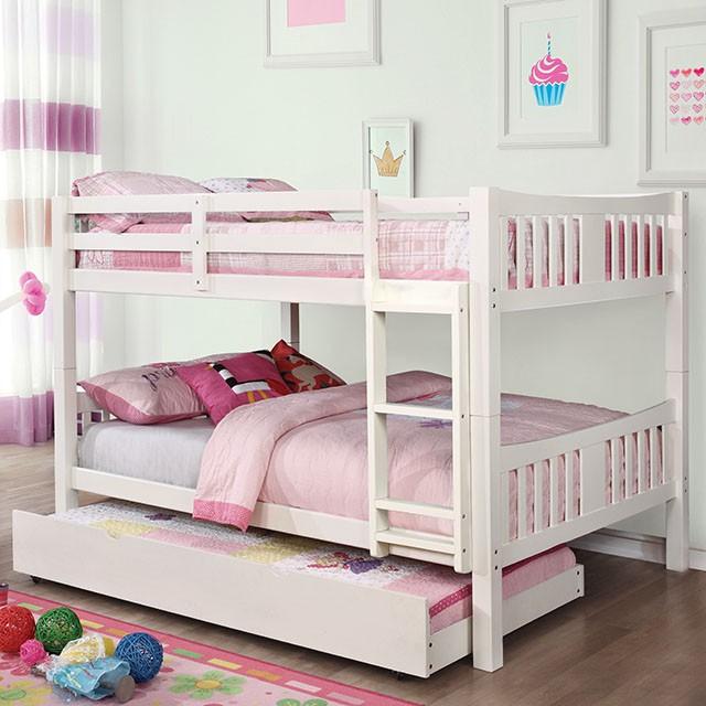 Cameron Dark Walnut, White & Gray Full/Full Bunk Bed - Furniture 4 Less Outlet (Salinas,CA)