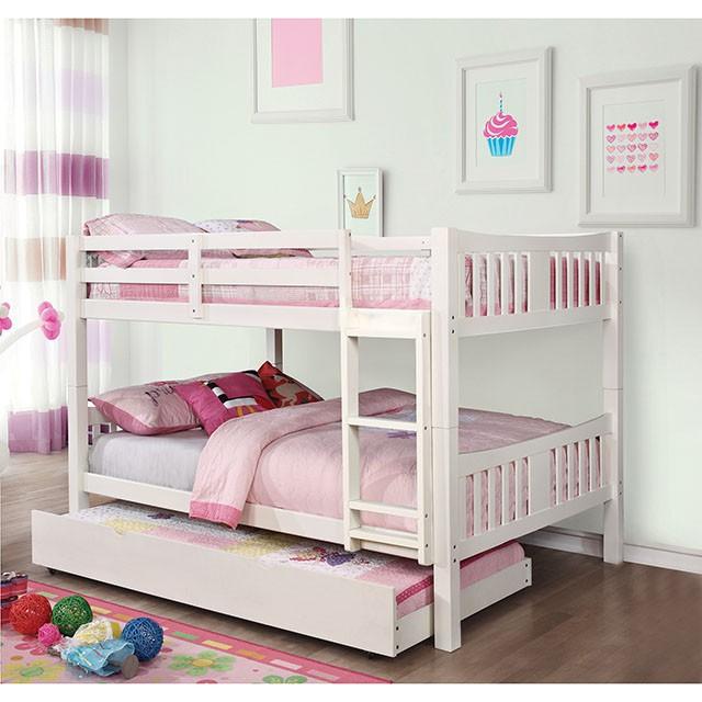 Cameron Dark Walnut, White & Gray Full/Full Bunk Bed - Furniture 4 Less Outlet (Salinas,CA)