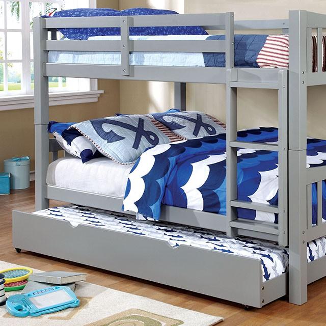 Cameron Dark Walnut, White & Gray Full/Full Bunk Bed - Furniture 4 Less Outlet (Salinas,CA)