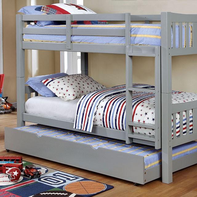 Cameron Dark Walnut, White & Gray Full/Full Bunk Bed - Furniture 4 Less Outlet (Salinas,CA)