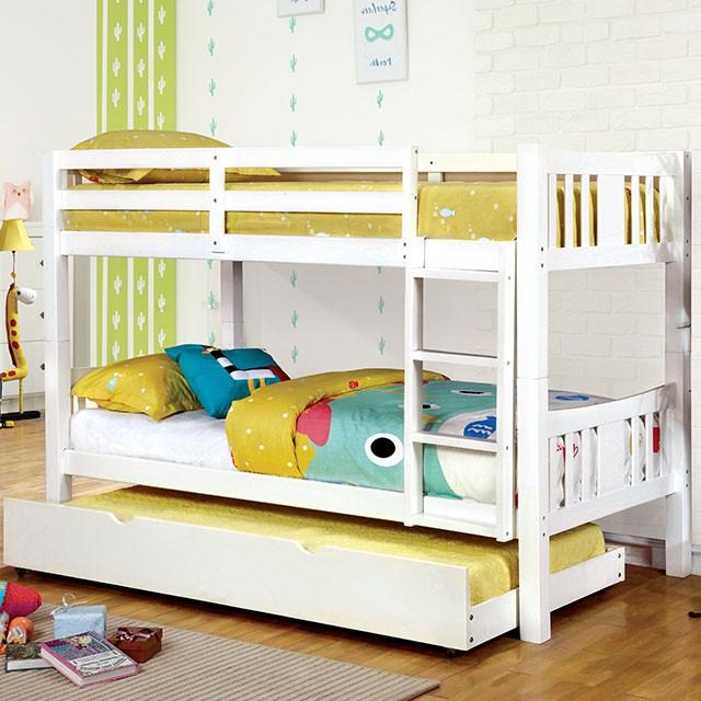 Cameron Dark Walnut, White & Gray Full/Full Bunk Bed - Furniture 4 Less Outlet (Salinas,CA)