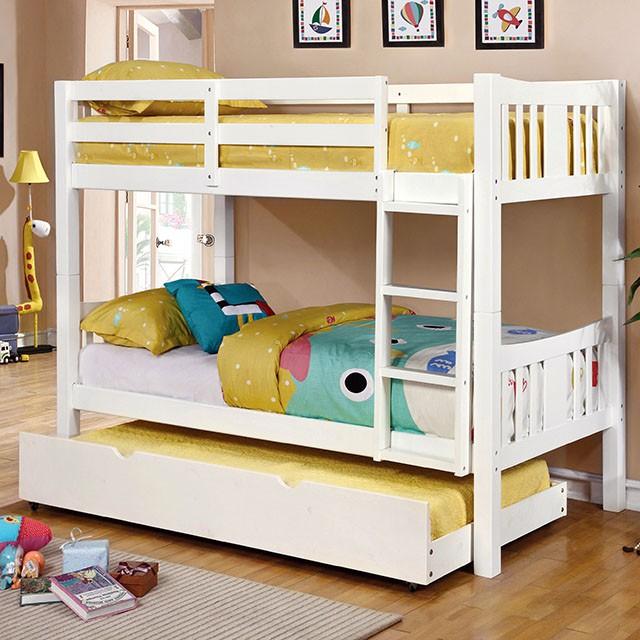 Cameron Dark Walnut, White & Gray Full/Full Bunk Bed - Furniture 4 Less Outlet (Salinas,CA)
