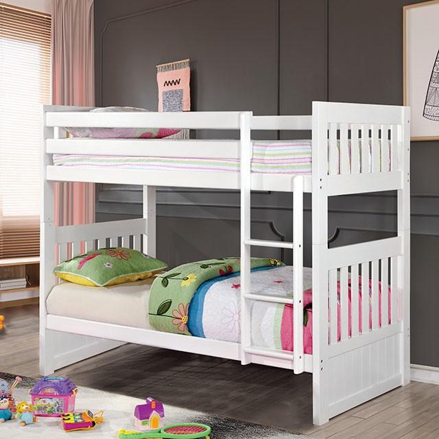CANBERRA II White Twin/Full Bunk Bed - Furniture 4 Less Outlet (Salinas,CA)