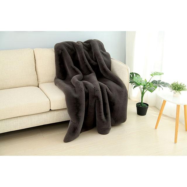 Caparica Charcoal Throw, Silver - Furniture 4 Less Outlet (Salinas,CA)