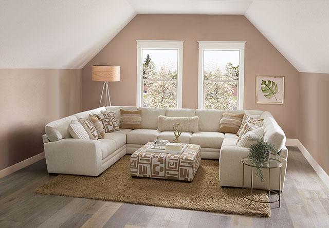 CARLETON Ottoman, Ivory/Tan - Furniture 4 Less Outlet (Salinas,CA)