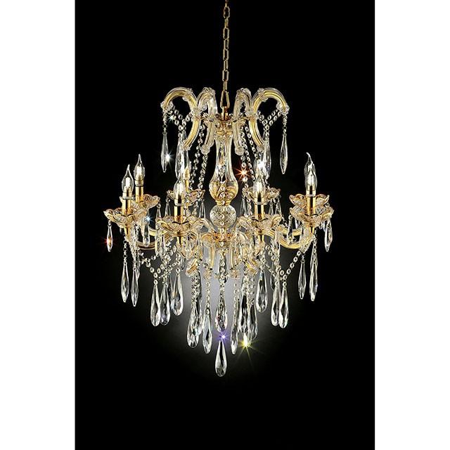 Christiana Gold 35"H Ceiling Lamp Gold, Hanging Crystal - Furniture 4 Less Outlet (Salinas,CA)