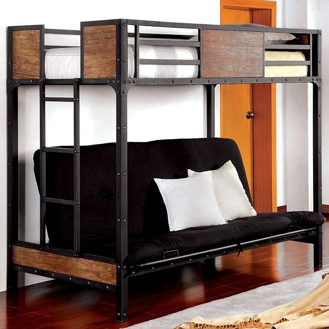 CLAPTON Black Twin Bed w/ Futon Base - Furniture 4 Less Outlet (Salinas,CA)