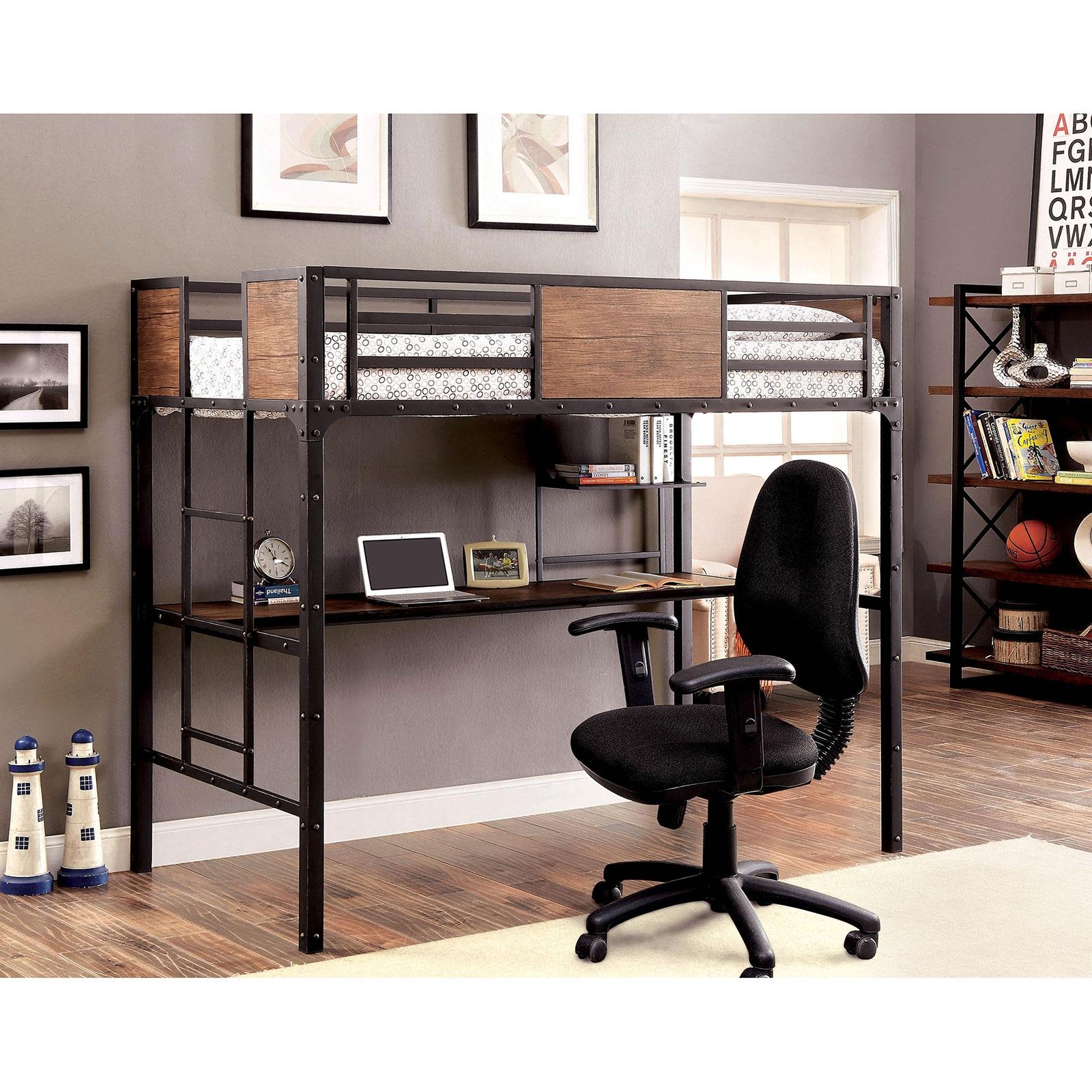 CLAPTON Black Twin Bed w/ Workstation - Furniture 4 Less Outlet (Salinas,CA)