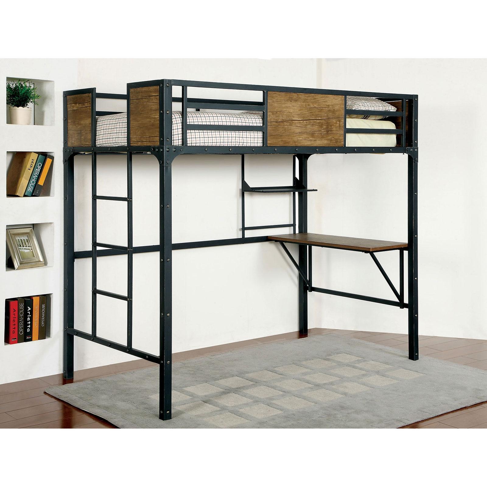 CLAPTON Black Twin Bed w/ Workstation - Furniture 4 Less Outlet (Salinas,CA)