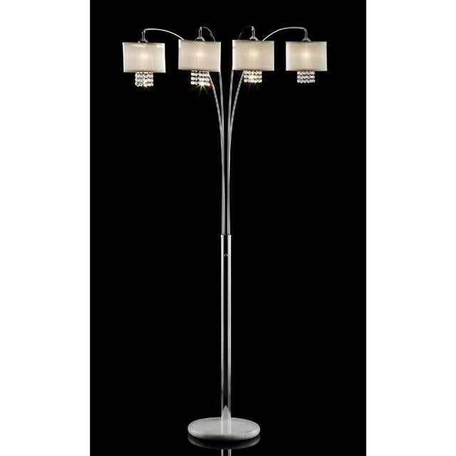 Claris Ivory/Chrome Arch Lamp, Hanging Crystal - Furniture 4 Less Outlet (Salinas,CA)