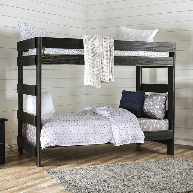Arlette Twin/Twin Bunk Bed Brown, Black, Gray, & White - Furniture 4 Less Outlet (Salinas,CA)