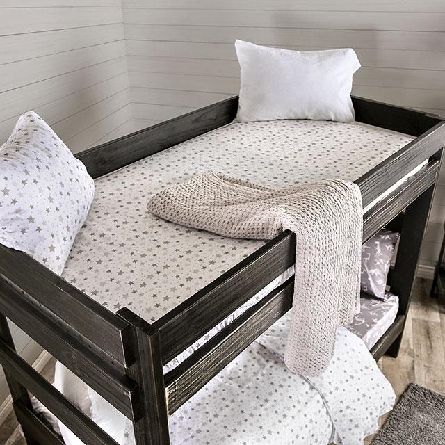 Arlette Twin/Twin Bunk Bed Brown, Black, Gray, & White - Furniture 4 Less Outlet (Salinas,CA)